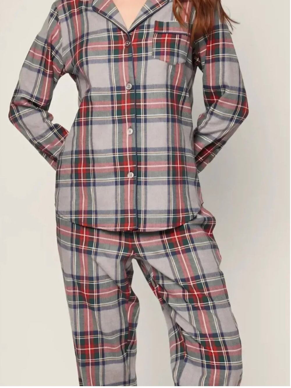 Petite Plume Classic PJ Set Plaid Flannel Pajama Holiday Christmas M Medium